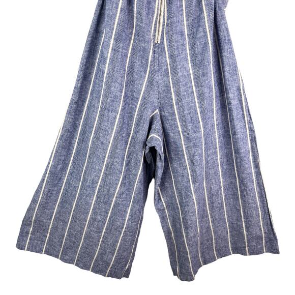 ALICE + OLIVIA Lucie Linen Blend Striped Strapless Wide-Leg Jumpsuit 0 - Picture 6 of 15
